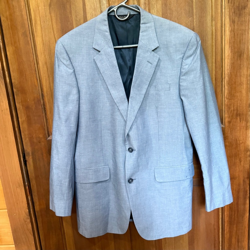Jos‎ A Bank Mens Light Blue Two Button Blazer Sport Coat Notch Lapel Classic Fit